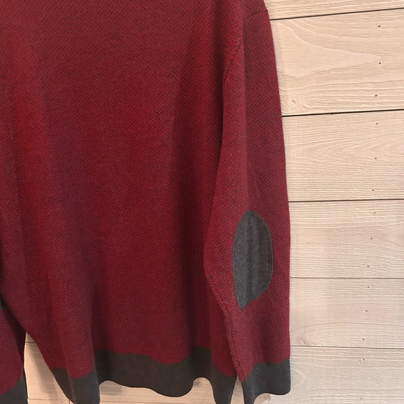 Daniel Cremieux Maroon Half Zip-Up Sweater with Dark Gray Trim - Picture 8 of 10